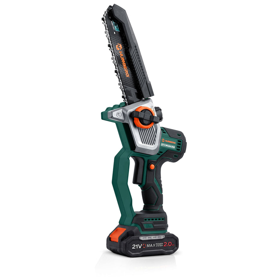 Akku-grensav med børsteløs motor – 2 x 2 Ah-batterier, 10"- og 8"-sværd, kuffert