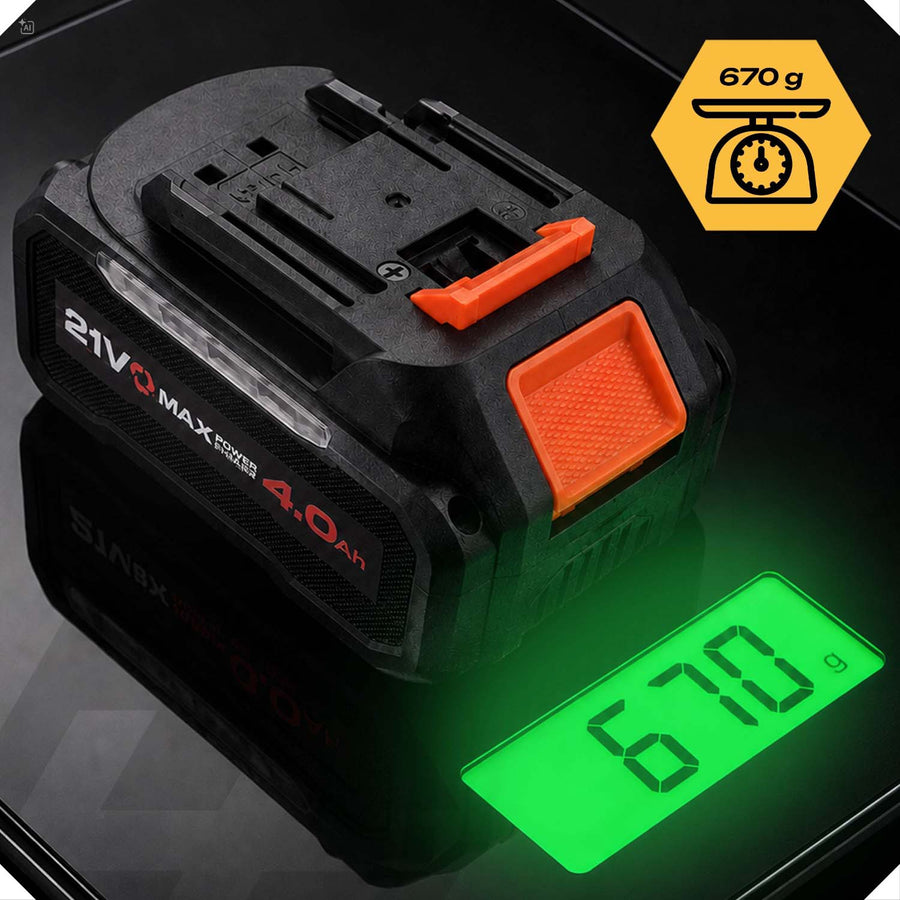 Batteri 21 V 4 Ah Li-ion til akku-værktøj – 10 celler med LED-indikator