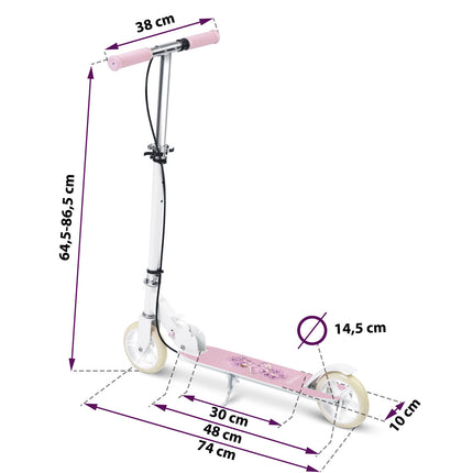 Løbehjul til børn med justerbart styr, 145 mm PU-gummihjul og dobbeltbremse for sikker kørsel - perfekt til alderen 3-8 år.