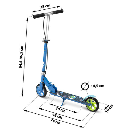 Løbehjul til børn med justerbart styr, 145 mm PU-gummihjul og dobbelt bremse for sikker kørsel - perfekt til alderen 3-8 år