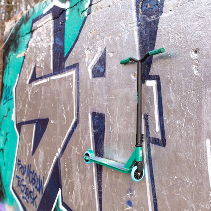 Stuntløbehjul til tricks - Grøn og blå, 100 mm hjul, ABEC-9 lejer, til skatepark og leg