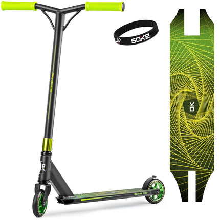 Stuntscooter til børn og unge - Gult og grønt design