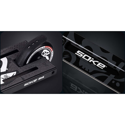 Stunt-løbehjul med 140 mm BOX-deck, SCS-kompression og 110 mm Hollow Core-hjul – sort