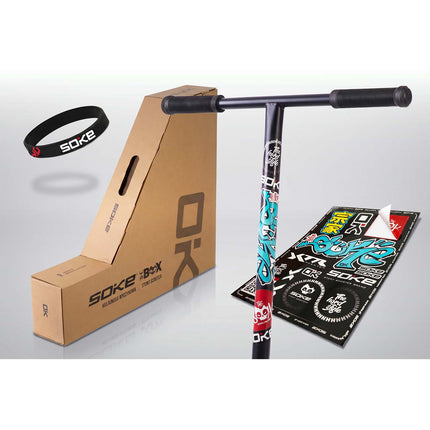 Stunt-løbehjul med 140 mm BOX-deck, SCS-kompression og 110 mm Hollow Core-hjul – sort