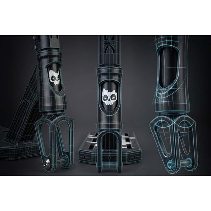 Stunt-løbehjul med 140 mm BOX-deck, SCS-kompression og 110 mm Hollow Core-hjul – sort