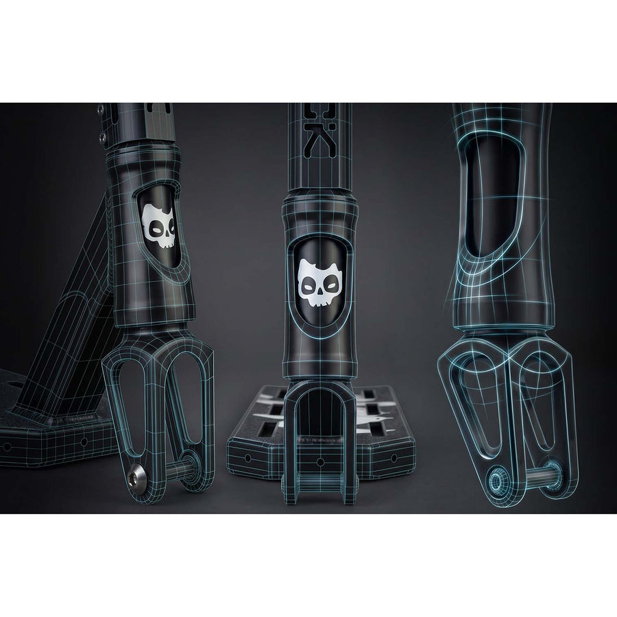 Stunt-løbehjul med 140 mm BOX-deck, SCS-kompression og 110 mm Hollow Core-hjul – sort