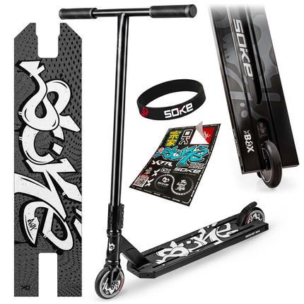 Stunt-løbehjul med 140 mm BOX-deck, SCS-kompression og 110 mm Hollow Core-hjul – sort