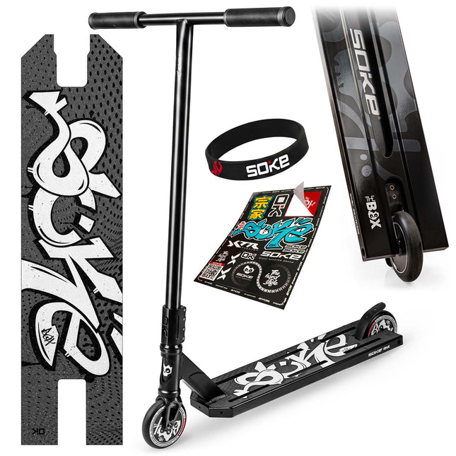 Stunt-løbehjul med 140 mm BOX-deck, SCS-kompression og 110 mm Hollow Core-hjul – sort