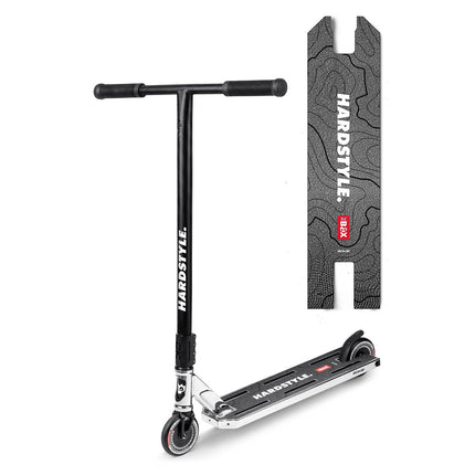 Stunt-løbehjul med 140 mm BOX-deck, SCS-kompression og 110 mm Hollow Core-hjul – sølv og sort