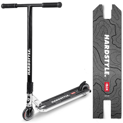 Stunt-løbehjul med 140 mm BOX-deck, SCS-kompression og 110 mm Hollow Core-hjul – sølv og sort