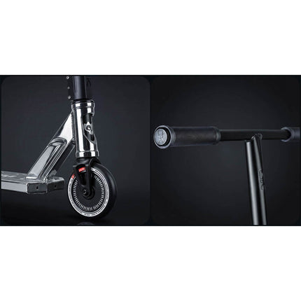 Stunt-løbehjul med 140 mm BOX-deck, SCS-kompression og 110 mm Hollow Core-hjul – sølv og sort