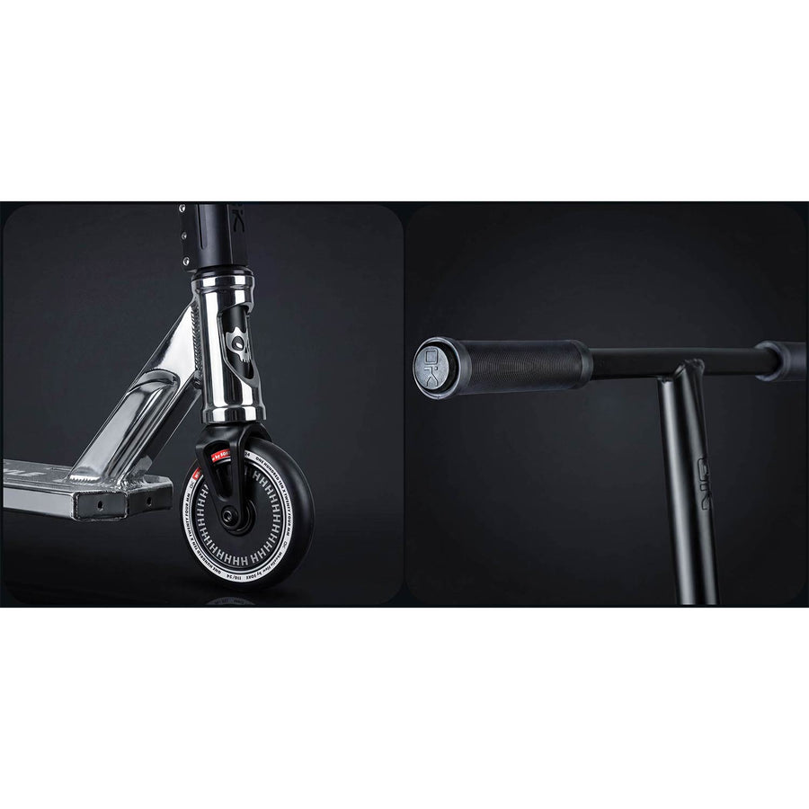 Stunt-løbehjul med 140 mm BOX-deck, SCS-kompression og 110 mm Hollow Core-hjul – sølv og sort