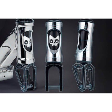 Stunt-løbehjul med 140 mm BOX-deck, SCS-kompression og 110 mm Hollow Core-hjul – sølv og sort