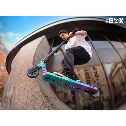 Stunt-løbehjul med 140 mm BOX-deck, SCS-kompression og 110 mm Hollow Core-hjul