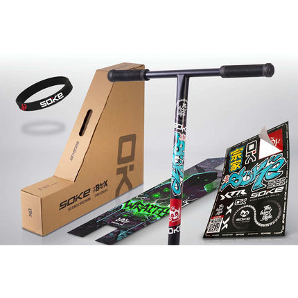 Stunt-løbehjul med 140 mm BOX-deck, SCS-kompression og 110 mm Hollow Core-hjul – sølv og sort, inkl. ekstra griptape