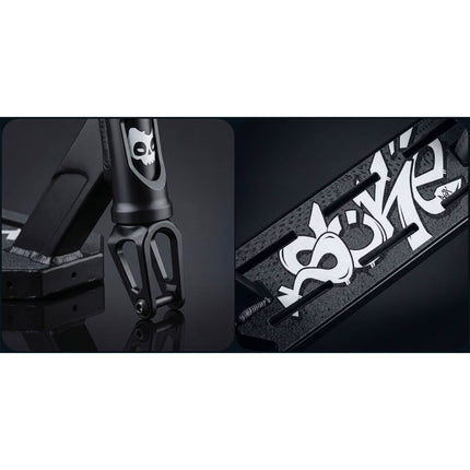 Stunt-løbehjul med 140 mm BOX-deck, SCS-kompression og 110 mm Hollow Core-hjul – sort, inkl. ekstra griptape