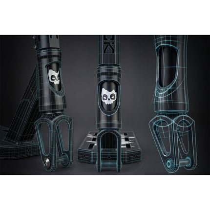 Stunt-løbehjul med 140 mm BOX-deck, SCS-kompression og 110 mm Hollow Core-hjul – sort, inkl. ekstra griptape