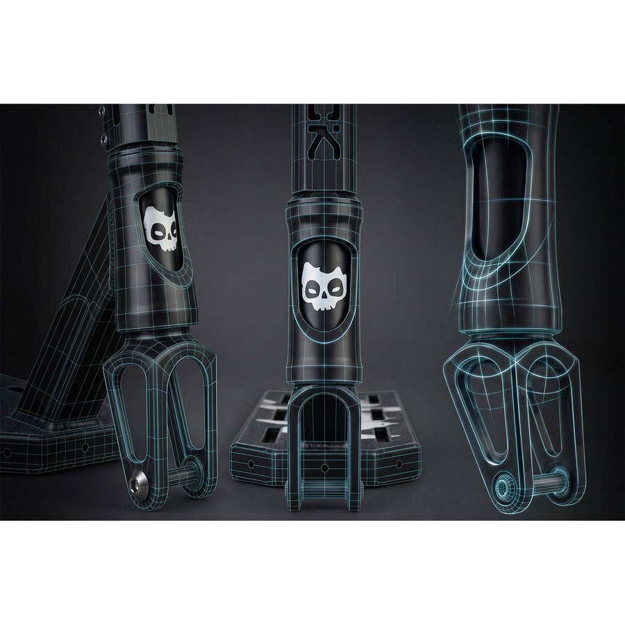 Stunt-løbehjul med 140 mm BOX-deck, SCS-kompression og 110 mm Hollow Core-hjul – sort, inkl. ekstra griptape