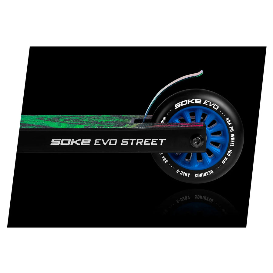 Scooter til tricks og skatepark - Soke EVO stunt scooter i sort med ABEC-9 lejer og fleksibel bremse