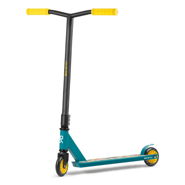 Stunt-løbehjul med 48,5 cm bredt styr, ABEC-9-lejer og 100 mm PU-hjul, 2,9 kg – gul og blå