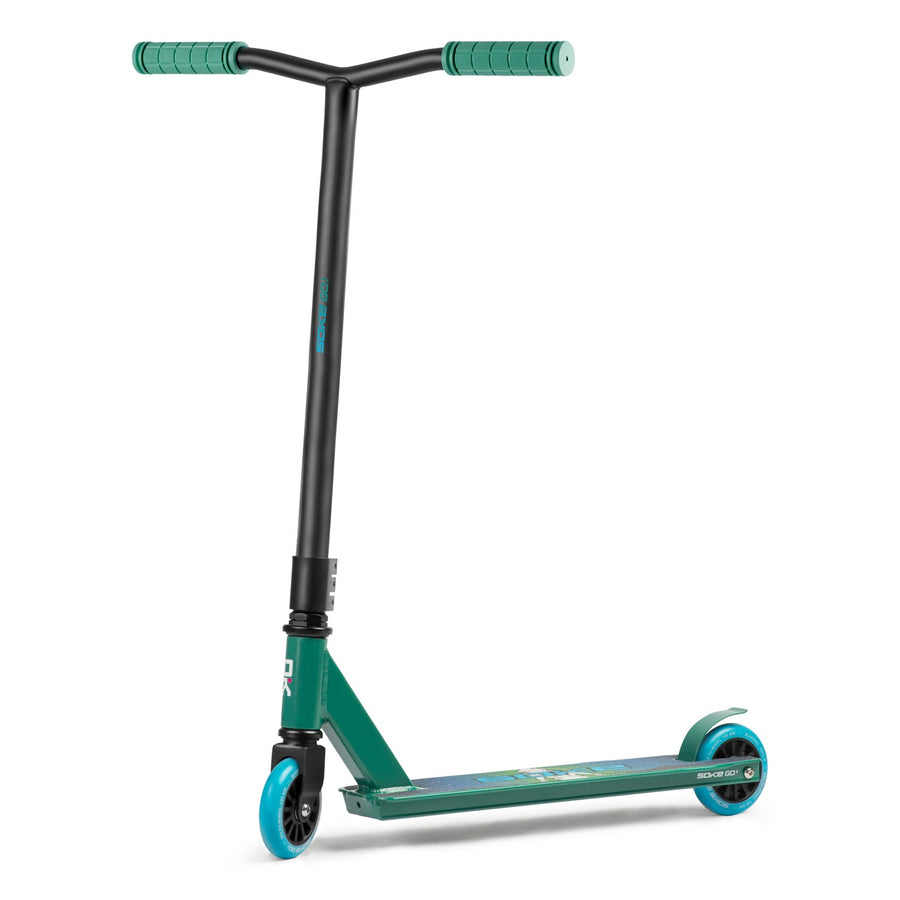 Stuntløbehjul til tricks - Grøn og blå, 100 mm hjul, ABEC-9 lejer, til skatepark og leg