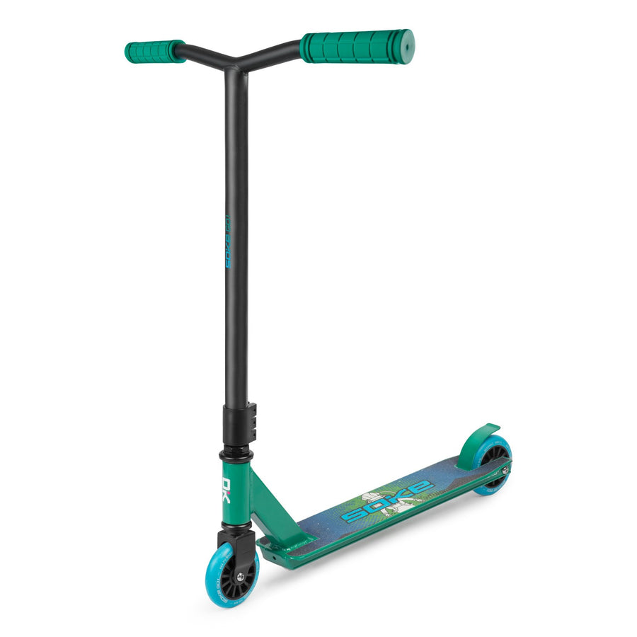 Stuntløbehjul til tricks - Grøn og blå, 100 mm hjul, ABEC-9 lejer, til skatepark og leg