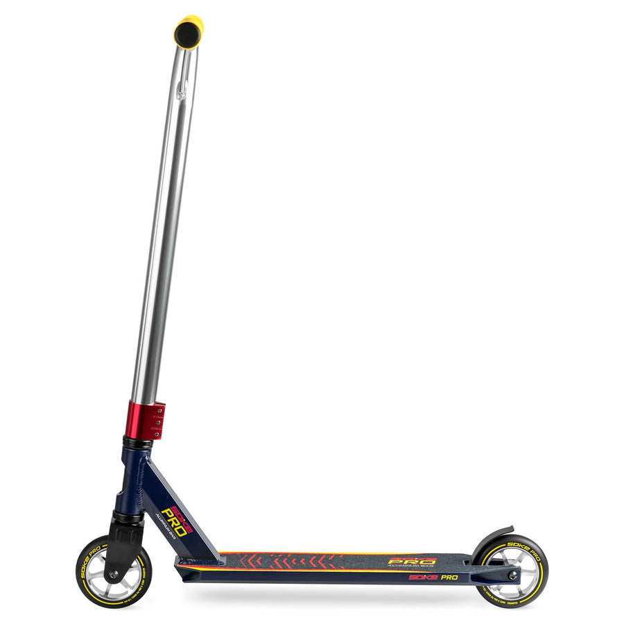 Stunt-løbehjul med 50 cm bredt Y-bar-styr, ABEC-9-lejer og 110 mm hjul – marineblå og rød