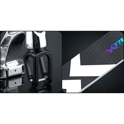 Stunt-løbehjul med HIC-kompression, T-bar-styr og 110 mm Hollow Core-hjul – sølv og sort