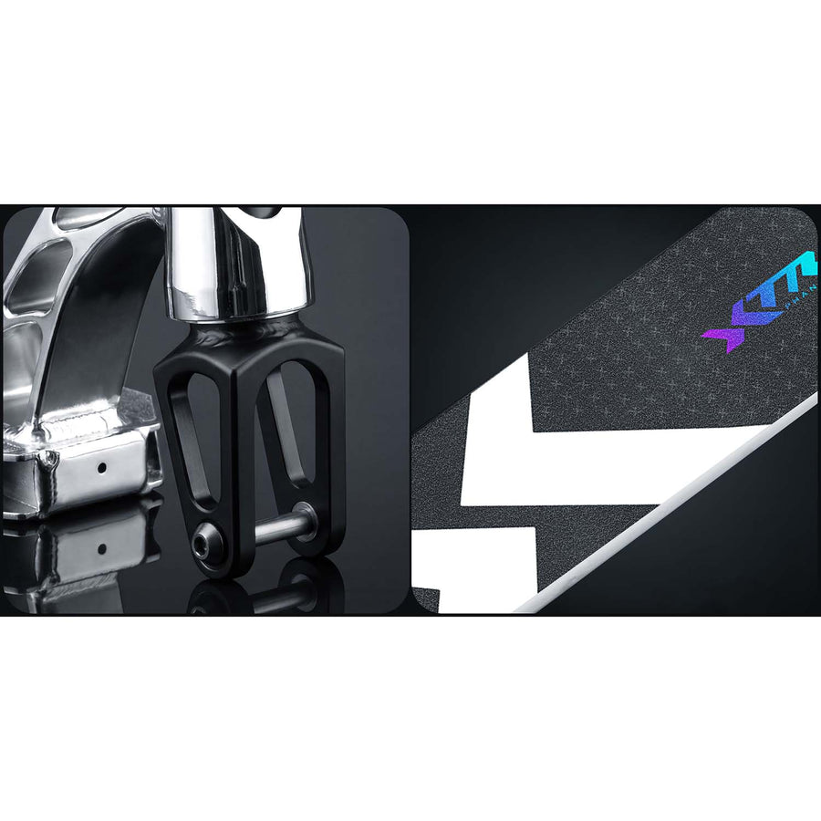 Stunt-løbehjul med HIC-kompression, T-bar-styr og 110 mm Hollow Core-hjul – sølv og sort