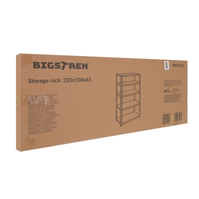Metalreol 5 hylder 220x100x45 cm – bærer 1000 kg