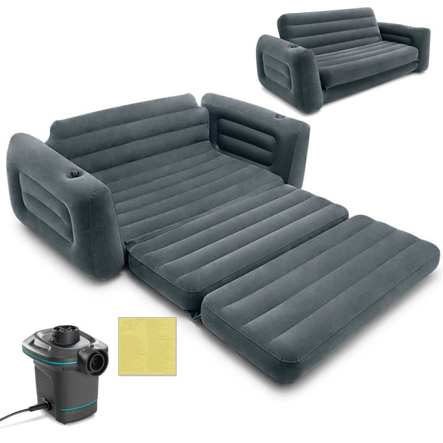 Oppustelig 2-i-1 Sofa og Seng med Elektrisk Pumpe - Komfortabel og Praktisk