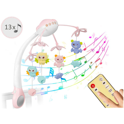 Krybbekarrusel med projektor og fjernbetjening - 13 melodier og timerfunktion