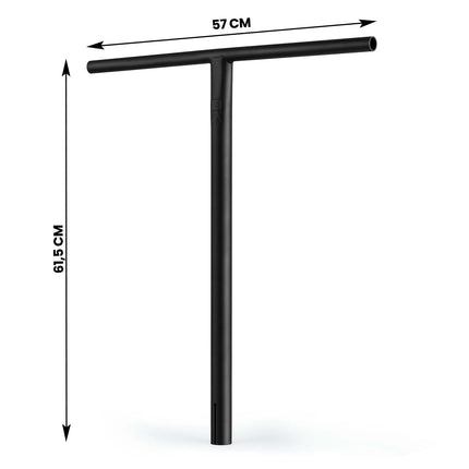 Styr til stuntløbehjul - T-Bar i sort, 57 cm bred, forkromet stål