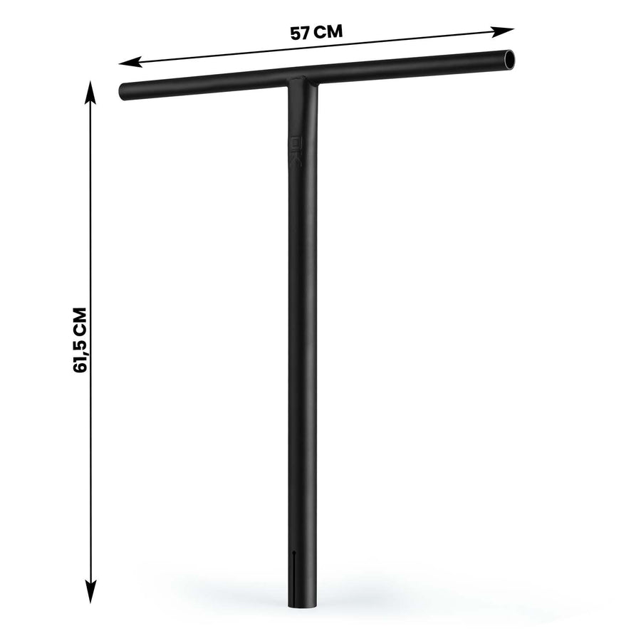 Styr til stuntløbehjul - T-Bar i sort, 57 cm bred, forkromet stål