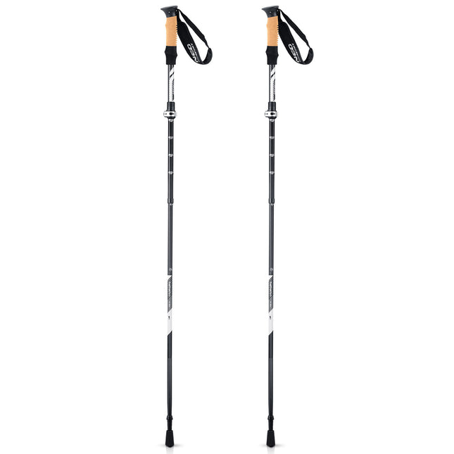 Lette og justerbare vandrestave 85-130 cm med ergonomisk korkhåndtag og udskiftelige spidser til alle terræner