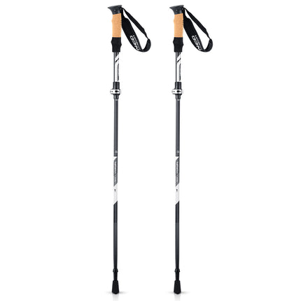 Lette og justerbare vandrestave 85-130 cm med ergonomisk korkhåndtag og udskiftelige spidser til alle terræner