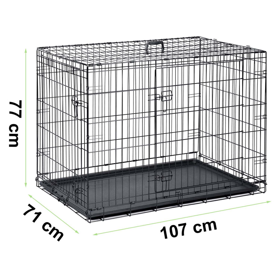 Hundebur til store hunde - 107 x 71 x 77 cm, sammenfoldeligt og let at rengøre