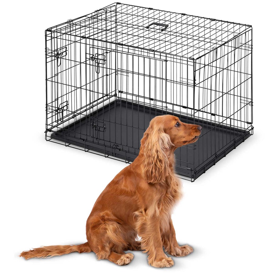 Hundebur til mellemstore hunde - 91 x 57 x 62 cm, foldbart og transportvenligt
