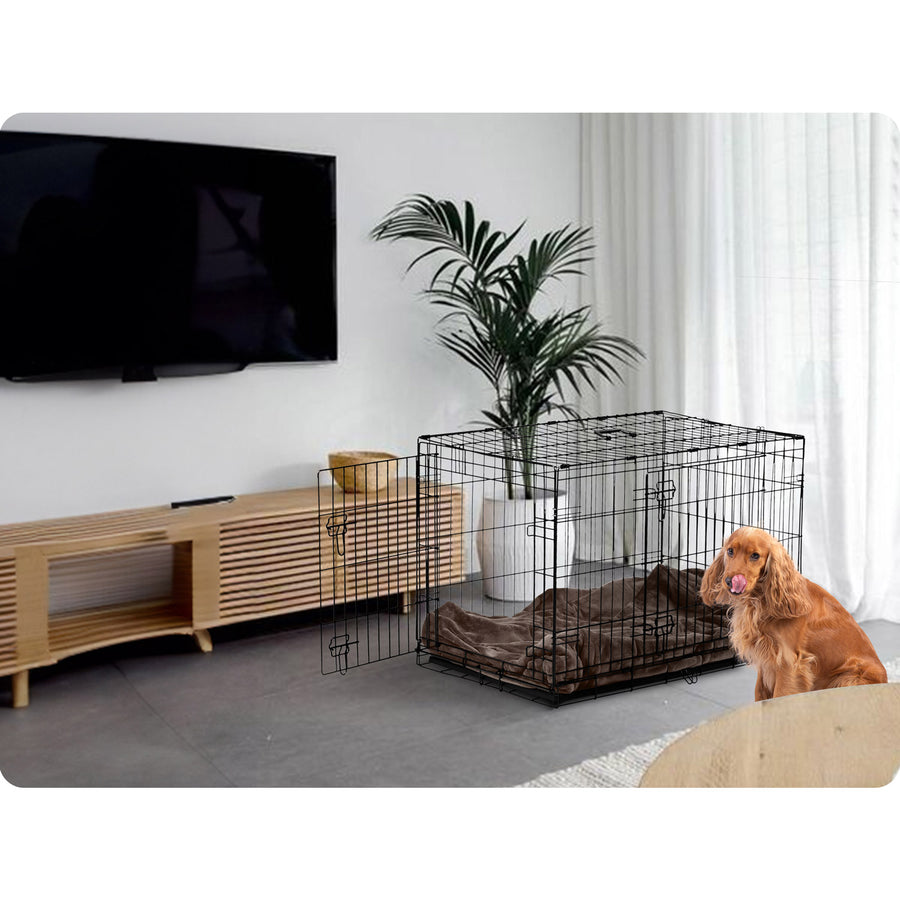 Hundebur til mellemstore hunde - 91 x 57 x 62 cm, foldbart og transportvenligt