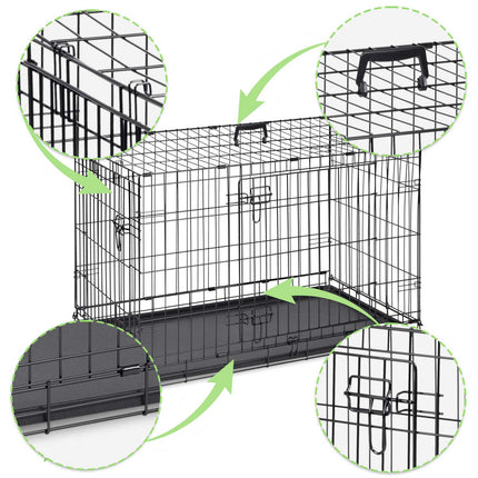 Hundebur til mellemstore hunde - 91 x 57 x 62 cm, foldbart og transportvenligt