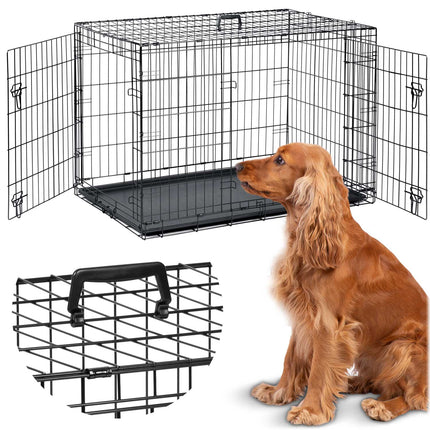 Hundebur til mellemstore hunde - 91 x 57 x 62 cm, foldbart og transportvenligt