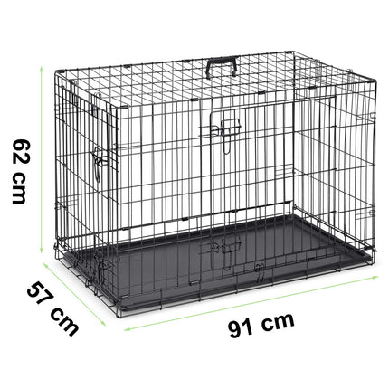 Hundebur til mellemstore hunde - 91 x 57 x 62 cm, foldbart og transportvenligt
