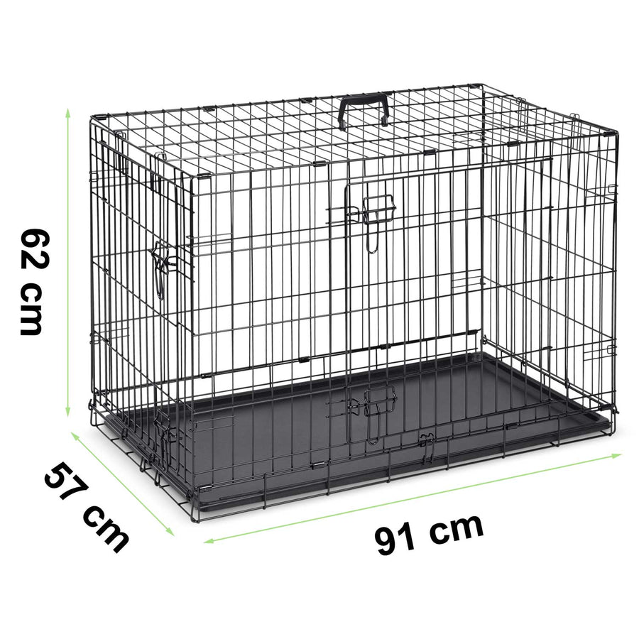 Hundebur til mellemstore hunde - 91 x 57 x 62 cm, foldbart og transportvenligt