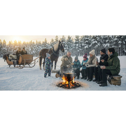 Bålgryde i støbejern 8 l med dobbeltsidet låg/pande og aftagelig trefod – til bål og grill