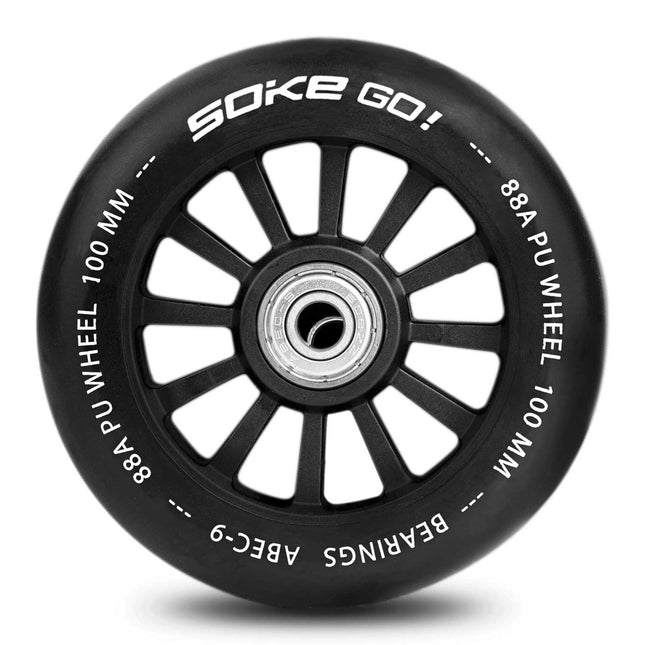 Sæt med 2 hjul til løbehjul - 100 mm, PU, ABEC 9 lejer, perfekt til asfalt