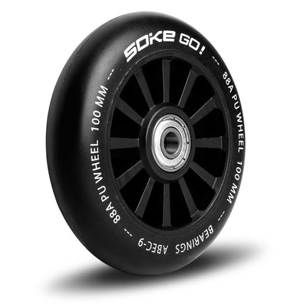 Sæt med 2 hjul til løbehjul - 100 mm, PU, ABEC 9 lejer, perfekt til asfalt