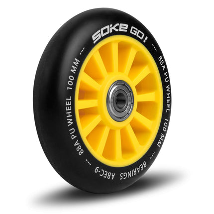 Sæt med 2 gule 100 mm hjul til løbehjul - perfekt til asfalt og tricks