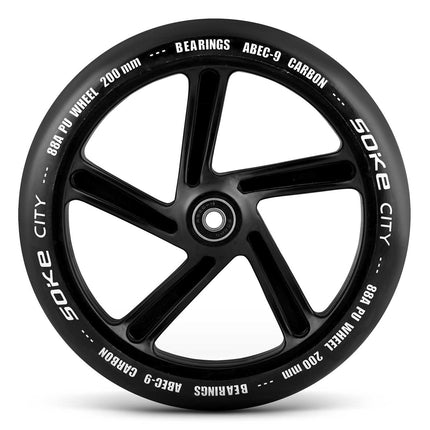 Sæt med 2 sorte 200 mm hjul til cityscootere med ABEC 9 lejer