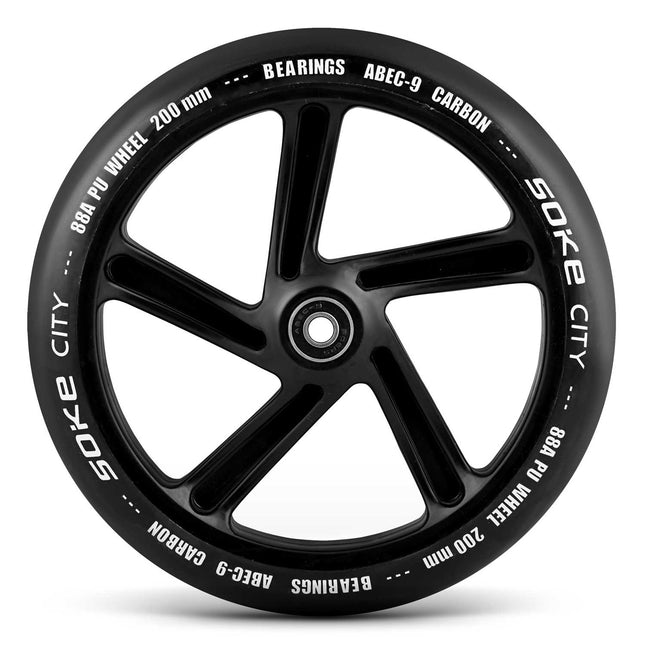 Sæt med 2 sorte 200 mm hjul til cityscootere med ABEC 9 lejer