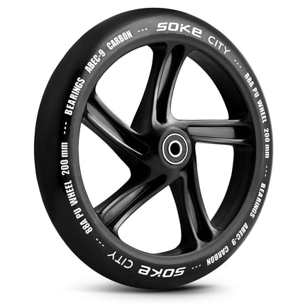 Sæt med 2 sorte 200 mm hjul til cityscootere med ABEC 9 lejer
